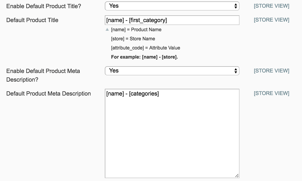 Categories in Meta Data Config