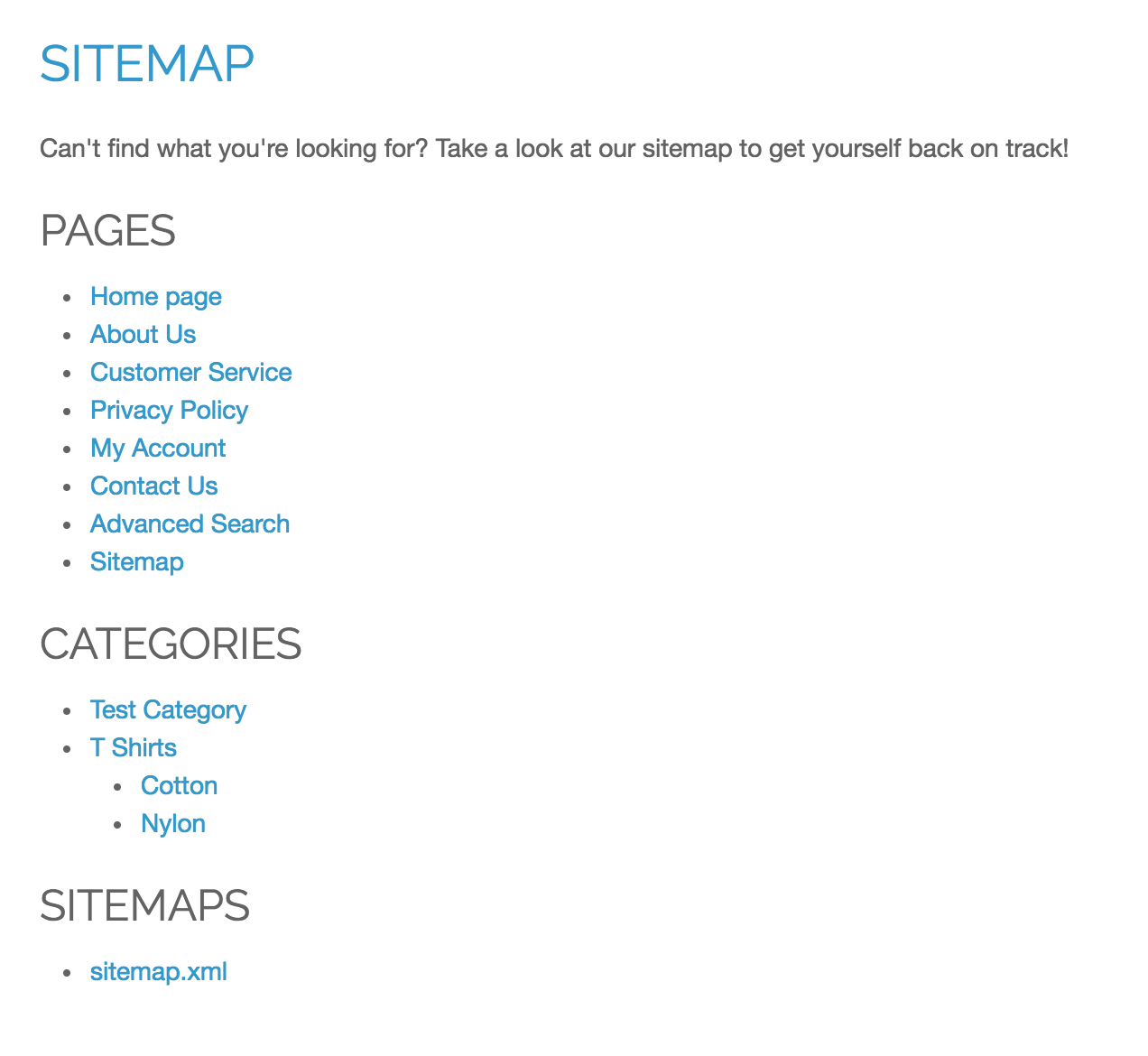 HTML Sitemap Front